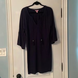 Lilly Pulitzer, Bohemian Style Dress. Size M. Navy blue with silver tassels.